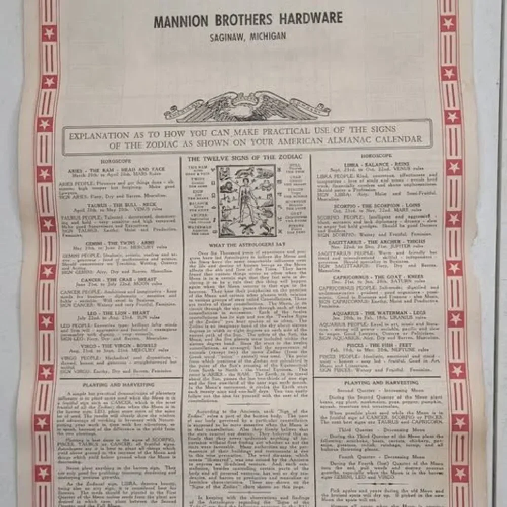 Vintage 1970 Mannion Brothers Hardware Calendar